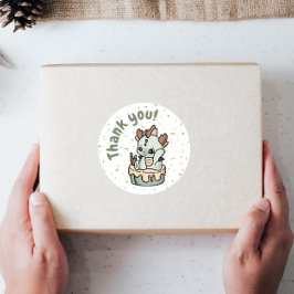 Pastel Green Orange Baby Dragon Thank you Stickers ラベル