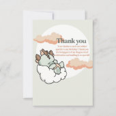 Pastel Green Orange Cloudy Cute Sleep Baby Dragon  サンキューカード (正面)