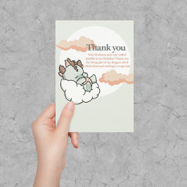 Pastel Green Orange Cloudy Cute Sleep Baby Dragon  サンキューカード