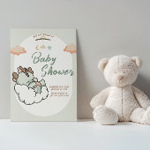 Pastel Green Orange Sleeping Cloud Baby Dragon 招待状