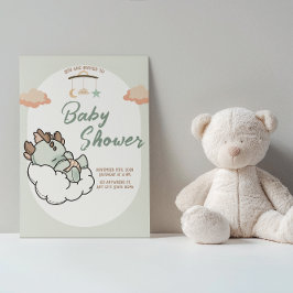 Pastel Green Orange Sleeping Cloud Baby Dragon 招待状