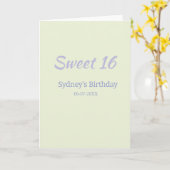 Pastel green purple sweet 16th birthday name bold カード (黄色い花)