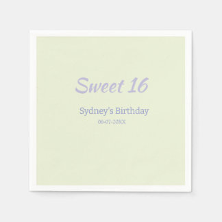 Pastel green purple sweet 16th birthday name bold スタンダードカクテルナプキン