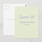 Pastel green purple sweet 16th birthday name bold ポストカード (正面/裏面)