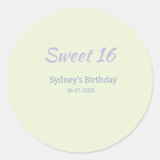 Pastel green purple sweet 16th birthday name bold ラウンドシール