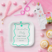 pastel green spanish border bow graduation party  ペーパープレート (パーティー)