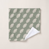 Pastel Green Towel Groovy 70s Floral Comfort バスタオルセット (ウォッシュタオル)