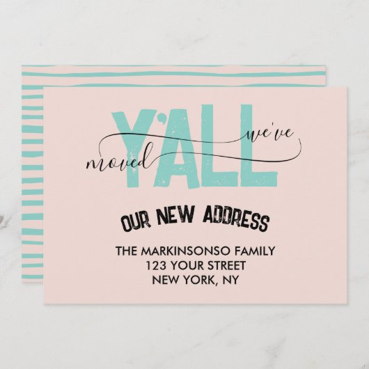 Pastel Green We Moved Y'all Moving Announcement 招待状 (正面/裏面)