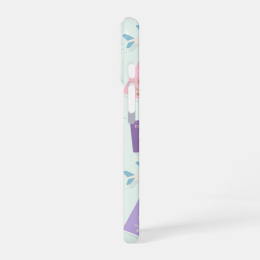 Pastel green with travel doodle iPhone Case iPhone 16ケース (左側面)