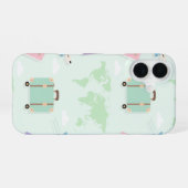 Pastel green with travel doodle iPhone Case iPhone 16ケース (裏面横)