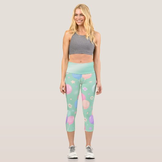 Pastel Green Yoga Pants – Soft, Stretchy & Stylish カプリレギンス (正面)