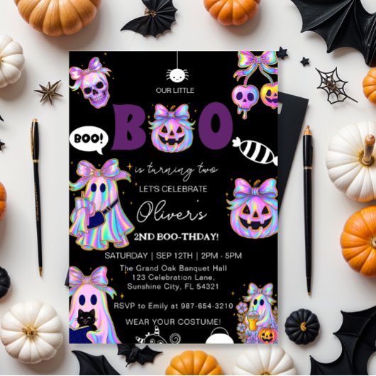 Pastel Halloween Girl Birthday Invitation, Spooky  招待状