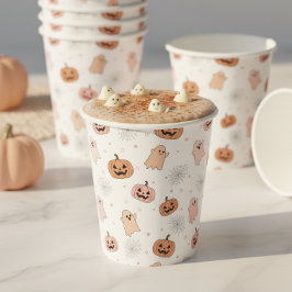 Pastel Halloween Pumpkins Ghosts パターン ID1326 紙コップ