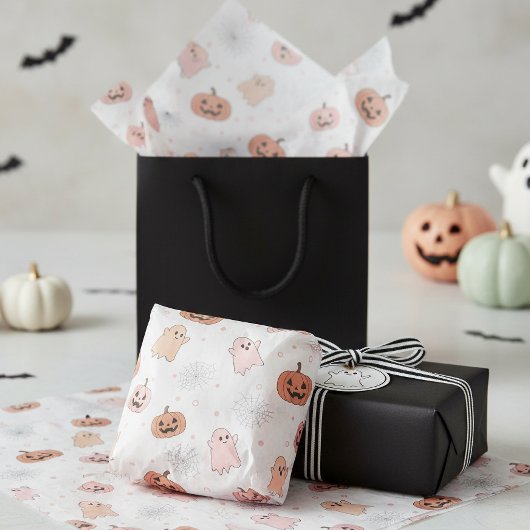 Pastel Halloween Pumpkins Ghosts パターンID1326 薄葉紙