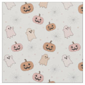 Pastel Halloween Pumpkins Ghosts Pattern ID1326 ファブリック (クローズアップ)