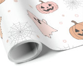 Pastel Halloween Pumpkins Ghosts Pattern ID1326 ラッピングペーパー (ロールコーナー)