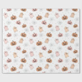 Pastel Halloween Pumpkins Ghosts Pattern ID1326 ラッピングペーパー (フラット)