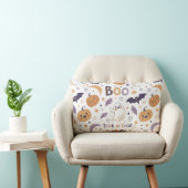 Pastel Halloween Throw Pillow – Cute Ghosts & Pump ランバークッション (椅子)