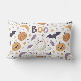 Pastel Halloween Throw Pillow – Cute Ghosts & Pump ランバークッション