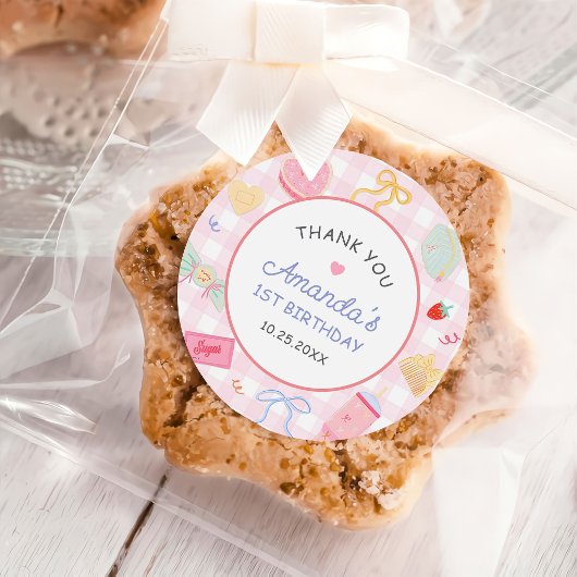 Pastel Hand Drawn Pretty Girl Birthday Party ラウンドシール