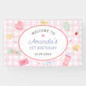 Pastel Hand Drawn Pretty Girl Birthday Party 横断幕 (横)