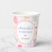 Pastel Hand Drawn Pretty Girl Birthday Party 紙コップ (正面)