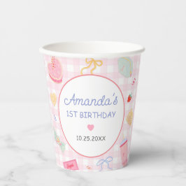 Pastel Hand Drawn Pretty Girl Birthday Party 紙コップ
