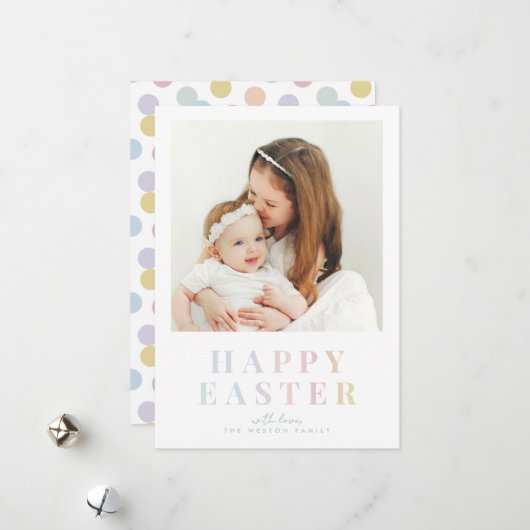 Pastel Happy Easter Family Photo Card | Custom Eas シーズンカード (正面/裏面インサイチュ)