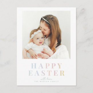 Pastel Happy Easter Family Photo Postcard シーズンポストカード