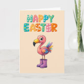 PASTEL HAPPY EASTER FLAMINGO カード (正面)