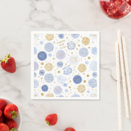 Pastel Happy New Year Napkins – Fireworks Pattern スタンダードカクテルナプキン