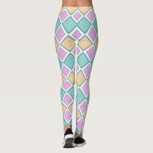  Pastel Harlequin Prism Diamond Pattern レギンス (裏面)