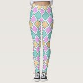  Pastel Harlequin Prism Diamond Pattern レギンス (正面)