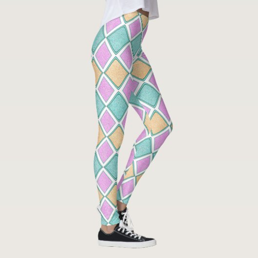 Pastel Harlequin Prism Diamond Pattern レギンス (右)