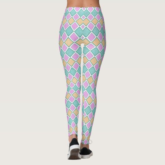  Pastel Harlequin Prism Small Diamond Pattern レギンス (裏面)