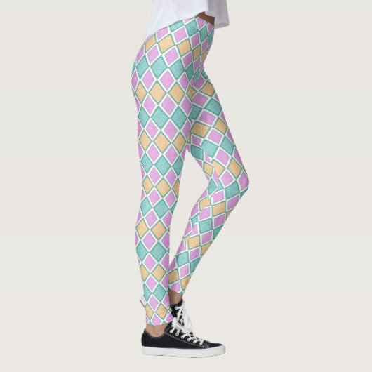  Pastel Harlequin Prism Small Diamond Pattern レギンス (右)