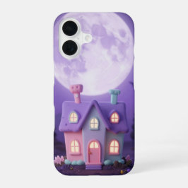 Pastel Haunted House Full Moon Phone Case iPhone 16ケース
