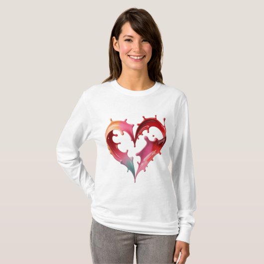 Pastel Heart Graphic Tee for Women Tシャツ (正面フル)