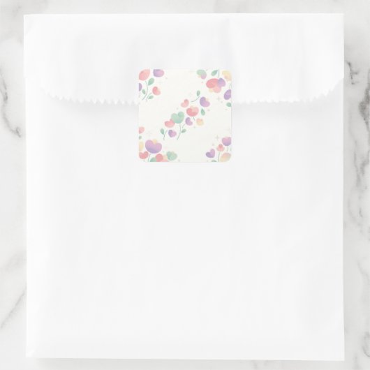Pastel Heart Shaped Flowers Minimalist Pattern スクエアシール (バッグ)
