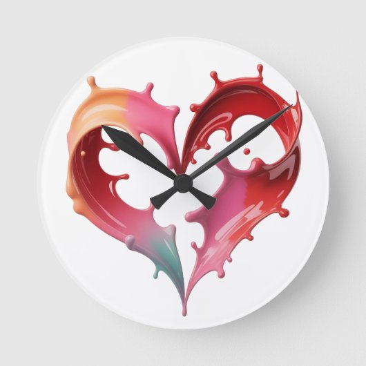 Pastel Heart Wall Clock ラウンド壁時計 (正面)