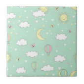 Pastel Hearts & Clouds Watercolor Dream (11) タイル (正面)