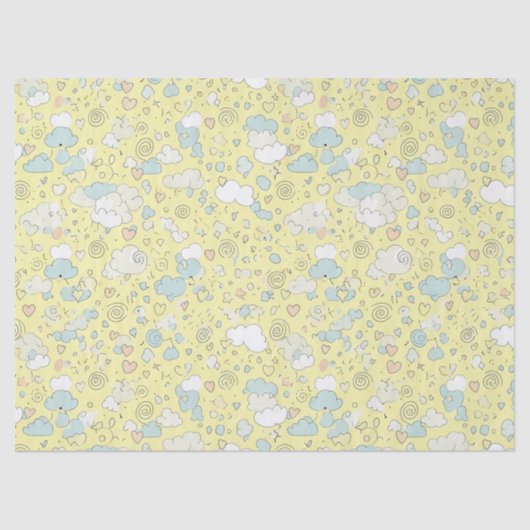 Pastel Hearts & Clouds Watercolor Dream (1) 薄葉紙 (正面)