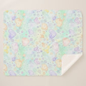 Pastel Hearts & Clouds Watercolor Dream (2) シェルパブランケット (正面(横))