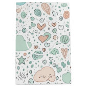 Pastel Hearts & Clouds Watercolor Dream (3) ミディアムペーパーバッグ (正面)