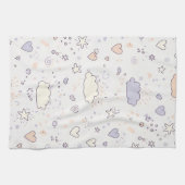 Pastel Hearts & Clouds Watercolor Dream (7) キッチンタオル (横)