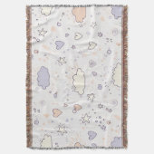 Pastel Hearts & Clouds Watercolor Dream (7) スローブランケット (正面縦)
