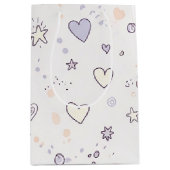 Pastel Hearts & Clouds Watercolor Dream (7) ミディアムペーパーバッグ (正面)