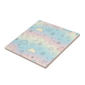 Pastel Hearts & Clouds Watercolor Dream (8) タイル (側面)