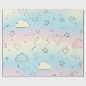 Pastel Hearts & Clouds Watercolor Dream (8) ラッピングペーパー (フラット)