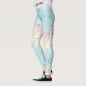 Pastel Hearts & Clouds Watercolor Dream (8) レギンス (左)